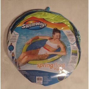 Swimways Mesh Spring Float Papasan Easy Fold Carry Pool Lake Blue/Green NWT
